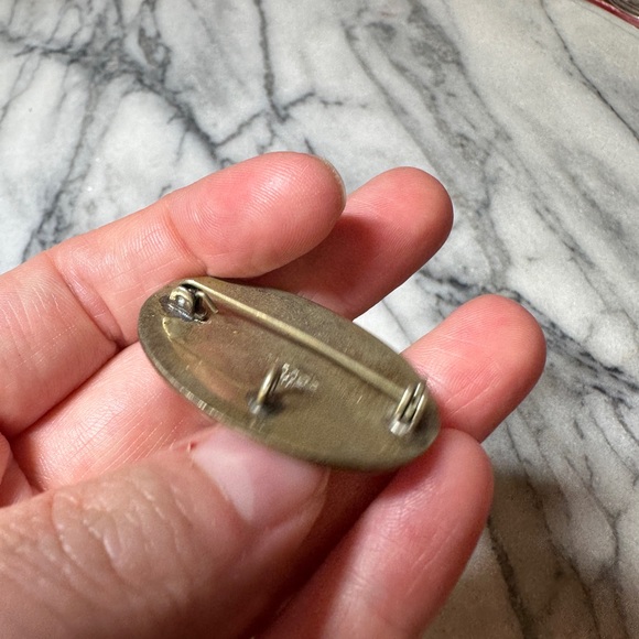 Vintage Mexico Alpaca Mother of Pearl Inlay Flower Brooch Pendant - Picture 4 of 5